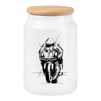 Motorrad Racing Superbike Supersport Biker Symbol - Keksdose mit Holzdeckel - Weiß - Vorne