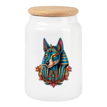 Illustration von Anubis - Keksdose mit Holzdeckel - Weiß - Vorne