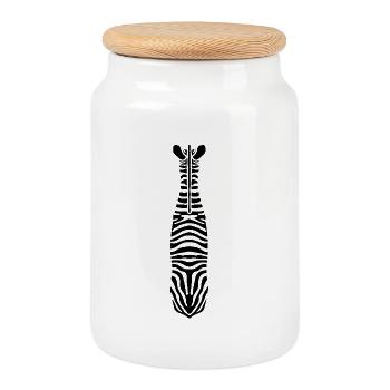 Zèbre avec des rayures uniques - Boîte à biscuits avec couvercle en bois - blanc - Devant