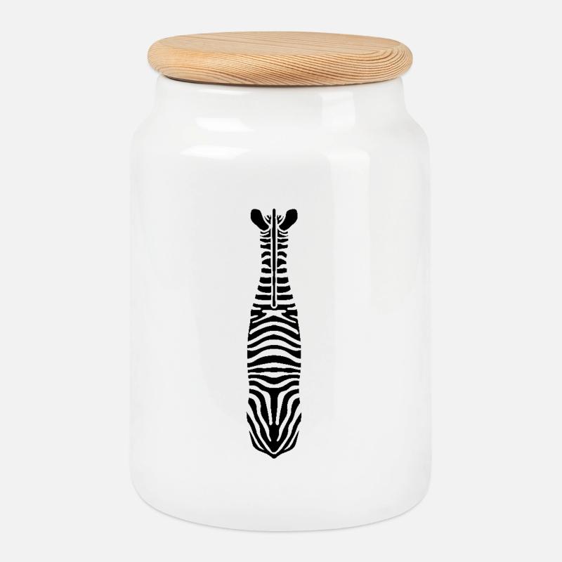 Zebra with Unique Stripes - Cookie Jar with Wooden Lid - white