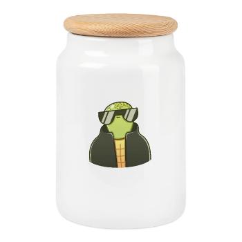 Tortue calme - Boîte à biscuits avec couvercle en bois - blanc - Devant
