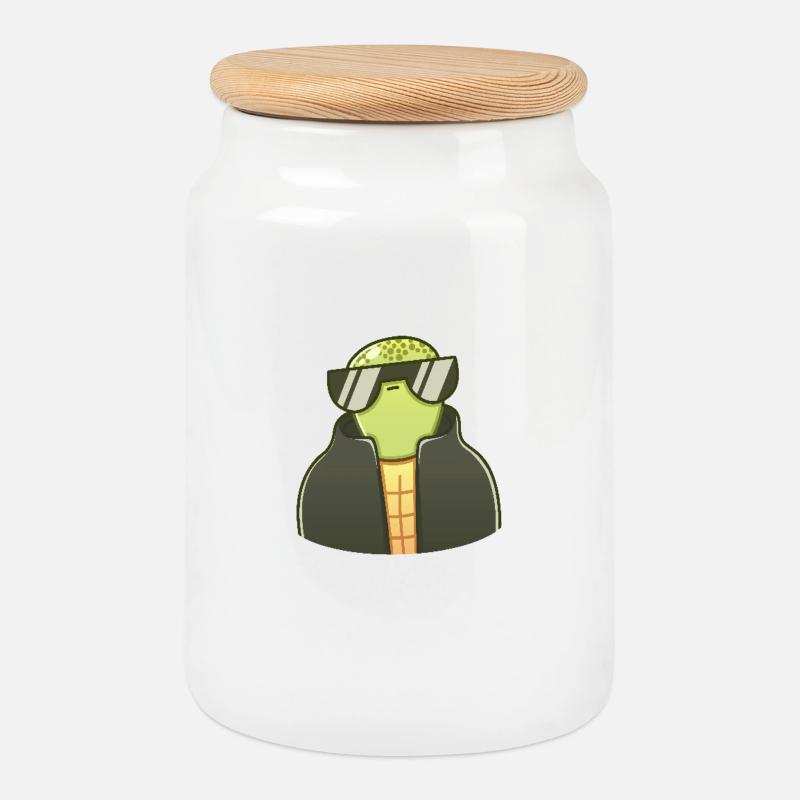 Calm Turtle - Cookie Jar with Wooden Lid - white