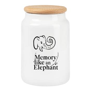 La mémoire comme un éléphant - Boîte à biscuits avec couvercle en bois - blanc - Devant