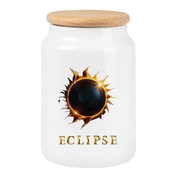 Eclipse - Cookie Jar with Wooden Lid - white - Front