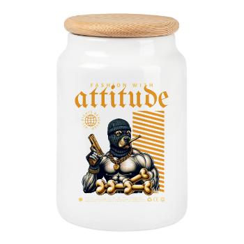 Gangster Pitbulls - Cookie Jar with Wooden Lid - white - Front