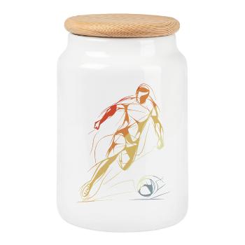 Vintage Fußballspieler Skizze - Keksdose mit Holzdeckel - Weiß - Vorne