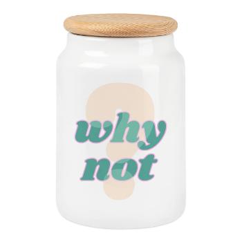 Why Not Statement Design - Cookie Jar with Wooden Lid - white - Front