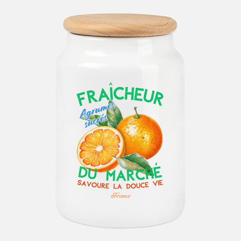Fraicheur du marché - Cookie Jar with Wooden Lid - white