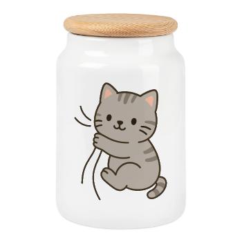 Cher petit chaton - Boîte à biscuits avec couvercle en bois - blanc - Devant