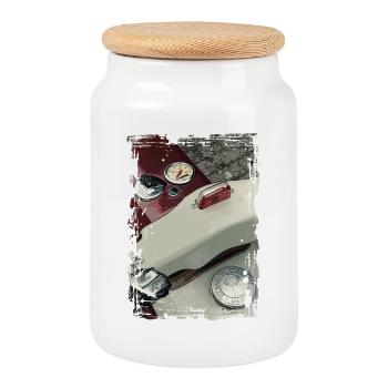 Légende étoile à deux temps - Boîte à biscuits avec couvercle en bois - blanc - Devant