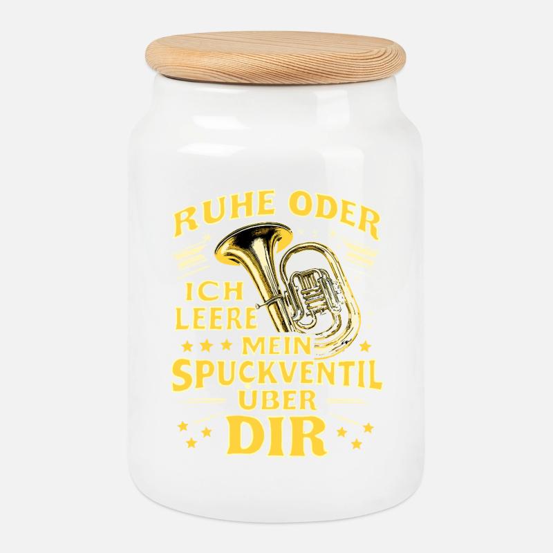Tuba - Ruhe oder ich leere Spuckventil - Tubist - Keksdose mit Holzdeckel - Weiß