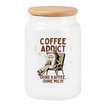 Coffee Addict – Ohne Kaffee ohne mich - Keksdose mit Holzdeckel - Weiß - Vorne