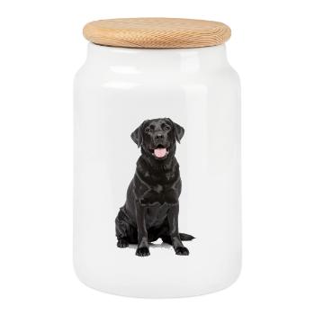 Black Labrador – Loyal, Lovable & Charming - Cookie Jar with Wooden Lid - white - Front