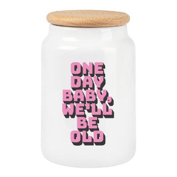 Un jour, bébé, on sera vieux - Boîte à biscuits avec couvercle en bois - blanc - Devant