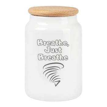 BREATH Durchatmen Selfcare – Self Love Statement - Keksdose mit Holzdeckel - Weiß - Vorne