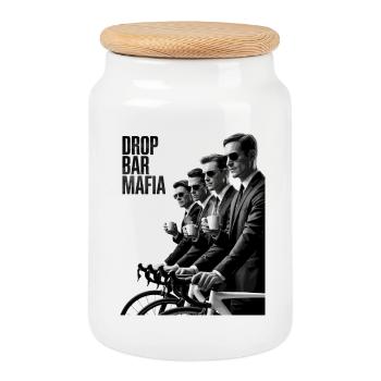Drop Bar Mafia – Noir T-shirt de cyclisme - Boîte à biscuits avec couvercle en bois - blanc - Devant