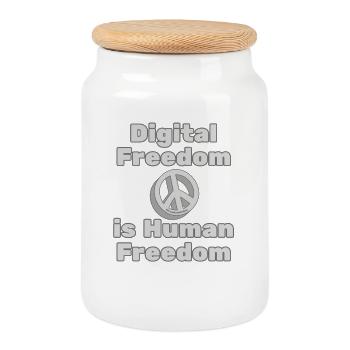 Liberté numérique et déclaration des droits de l’homme Wear - Boîte à biscuits avec couvercle en bois - blanc - Devant