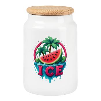 Fraîcheur Tropicale îles de la pastèque - Boîte à biscuits avec couvercle en bois - blanc - Devant