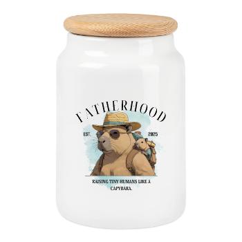 Fatherhood 2025 Raising Tiny Humans Like Capybara - Keksdose mit Holzdeckel - Weiß - Vorne
