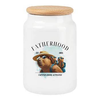 Paternité EST. 2026 – Mode Capypapa activé - Boîte à biscuits avec couvercle en bois - blanc - Devant