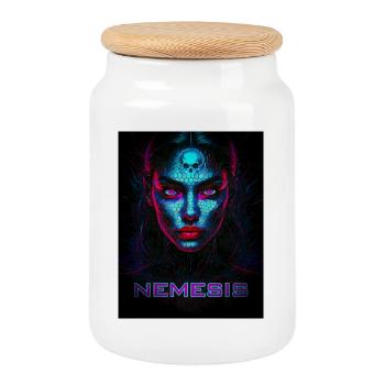 Nemesis – Cyber Face of Darkness - Cookie Jar with Wooden Lid - white - Front