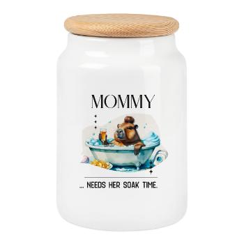 Mommy Needs Her Soak Time – Selfcare Mom Design - Keksdose mit Holzdeckel - Weiß - Vorne