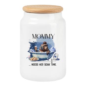 Mommy Needs Her Soak Time – Selfcare Mom Design - Keksdose mit Holzdeckel - Weiß - Vorne