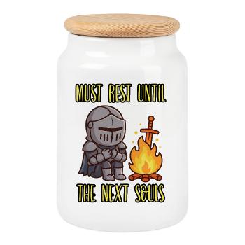 MUST REST UNTIL THE NEXT SOULS - Gamer Humor - Cookie Jar with Wooden Lid - white - Front