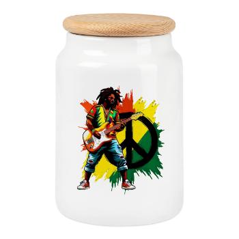 Reggae music and peace - Cookie Jar with Wooden Lid - white - Front