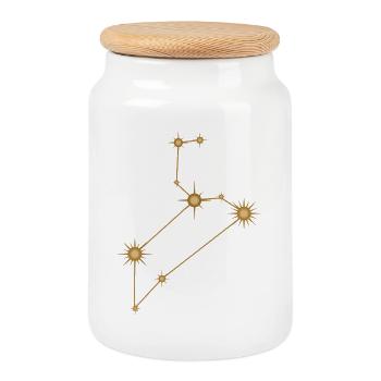 Star Constellation Leo Zodiac Birth Sign Golden - Cookie Jar with Wooden Lid - white - Front