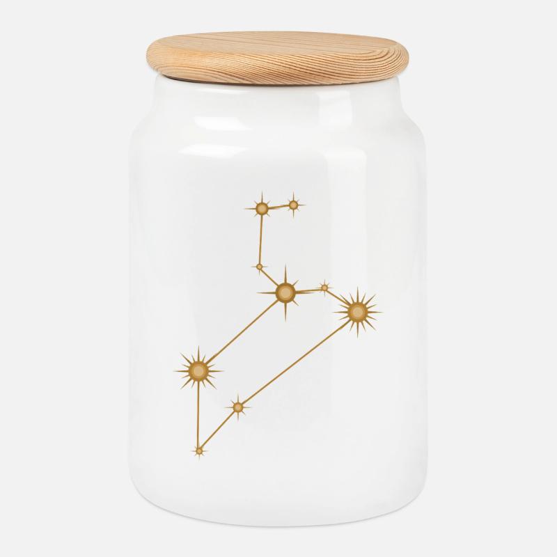 Sternbild Löwe Sternzeichen Sternzeichen Golden - Keksdose mit Holzdeckel - Weiß