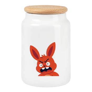 Wütender roter Hase Cartoon - Keksdose mit Holzdeckel - Weiß - Vorne
