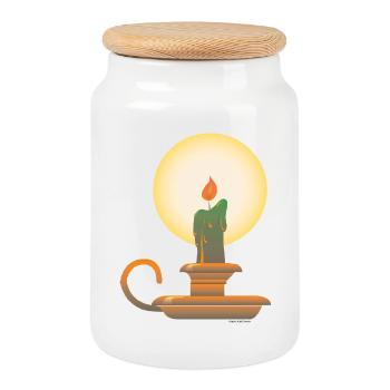 Candlestick | candlestick public Domain graphic - Cookie Jar with Wooden Lid - white - Front