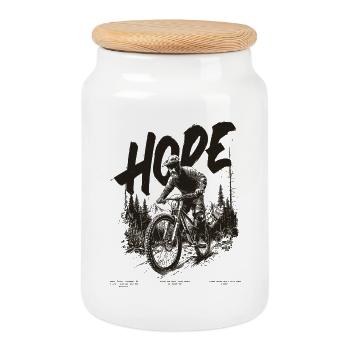 Biker Hope - Cookie Jar with Wooden Lid - white - Front