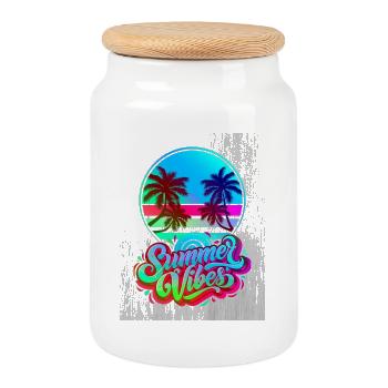 Le parfum tropical de la Méditerranée - Boîte à biscuits avec couvercle en bois - blanc - Devant
