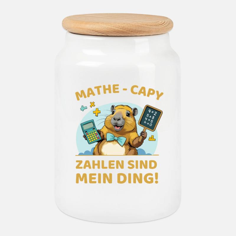 Mathe-Capybara – Zahlen sind mein Ding! - Keksdose mit Holzdeckel - Weiß