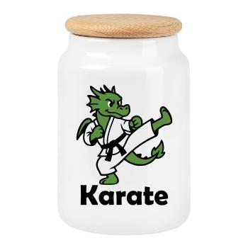 Karaté Dragon - Boîte à biscuits avec couvercle en bois - blanc - Devant