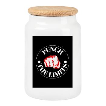 Emblème Punch the Limits - Boîte à biscuits avec couvercle en bois - blanc - Devant