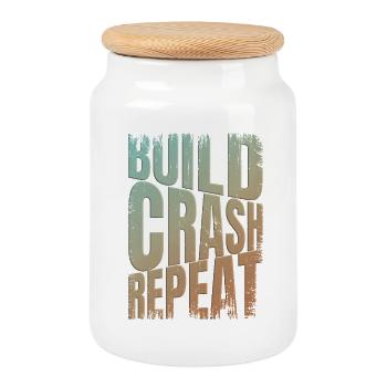 Drohne build crash repeat Spruch - Keksdose mit Holzdeckel - Weiß - Vorne