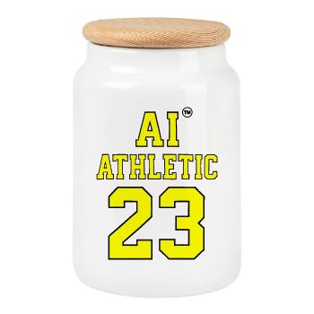 AI Athletic Number 23 Sports T-shirt - Cookie Jar with Wooden Lid - white - Front