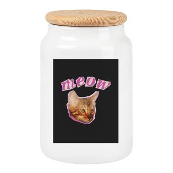 Funny Cat Print  - Keksdose mit Holzdeckel - Weiß - Vorne