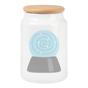Sternenbeleuchtete Spirale Magische Kristallkugel - Keksdose mit Holzdeckel - Weiß - Vorne