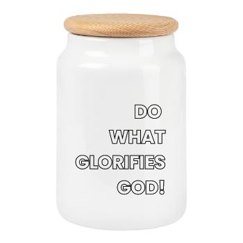 Glorifier Dieu - Boîte à biscuits avec couvercle en bois - blanc - Devant