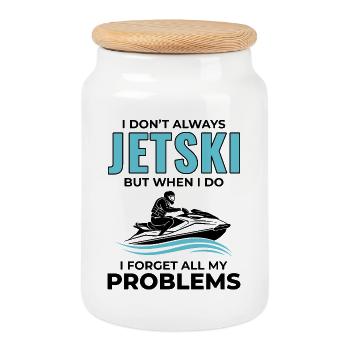 Drôle Jetski Oublier les problèmes Sports nautiques - Boîte à biscuits avec couvercle en bois - blanc - Devant
