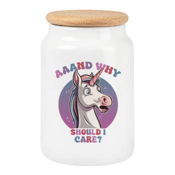 Verspielter Einhorn Spruch - Keksdose mit Holzdeckel - Weiß - Vorne