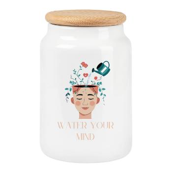 Wasser für die Gedanken Mentalitätsdesign - Keksdose mit Holzdeckel - Weiß - Vorne