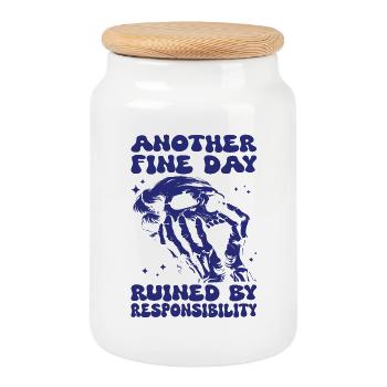 Skeleton Skull Responsibility Halloween - Cookie Jar with Wooden Lid - white - Front