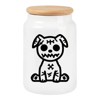 Hund Zombie - Keksdose mit Holzdeckel - Weiß - Vorne