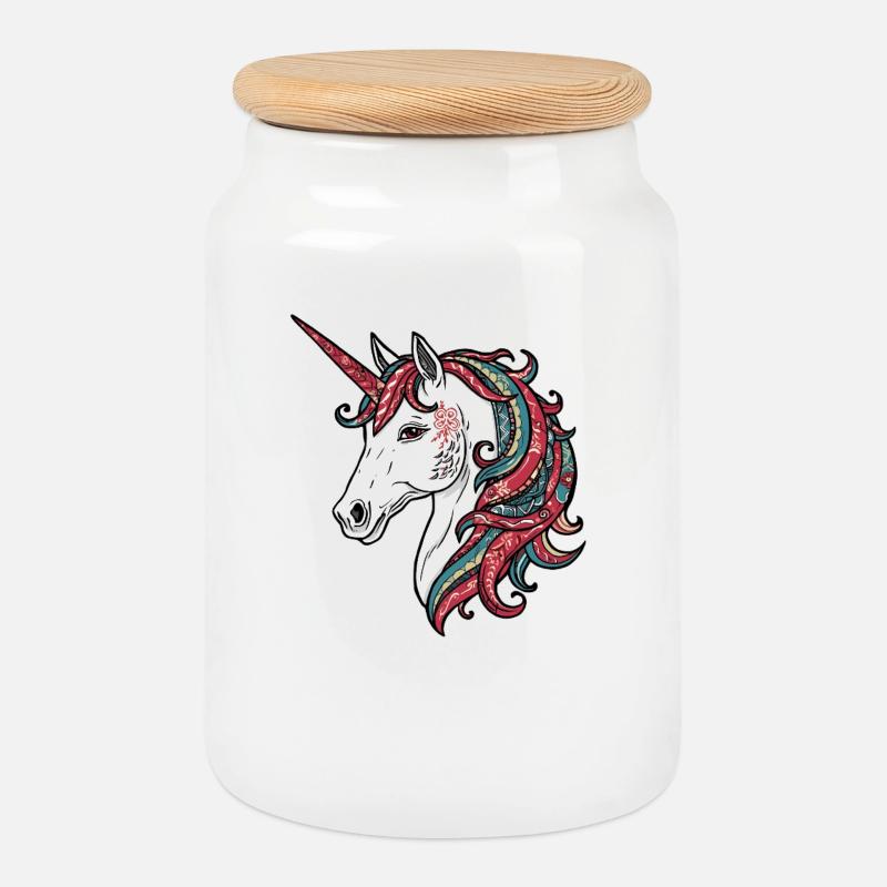 Einhorn - Keksdose mit Holzdeckel - Weiß