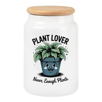 Ich Liebe Pflanzen - Botanik Flora Lustiger Spruch - Keksdose mit Holzdeckel - Weiß - Vorne